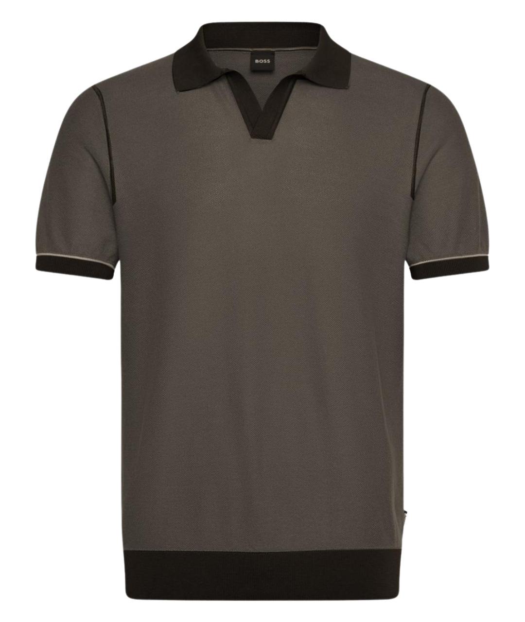 HUGO BOSS Коричневое хлопковое поло с коротким рукавом, фото 1