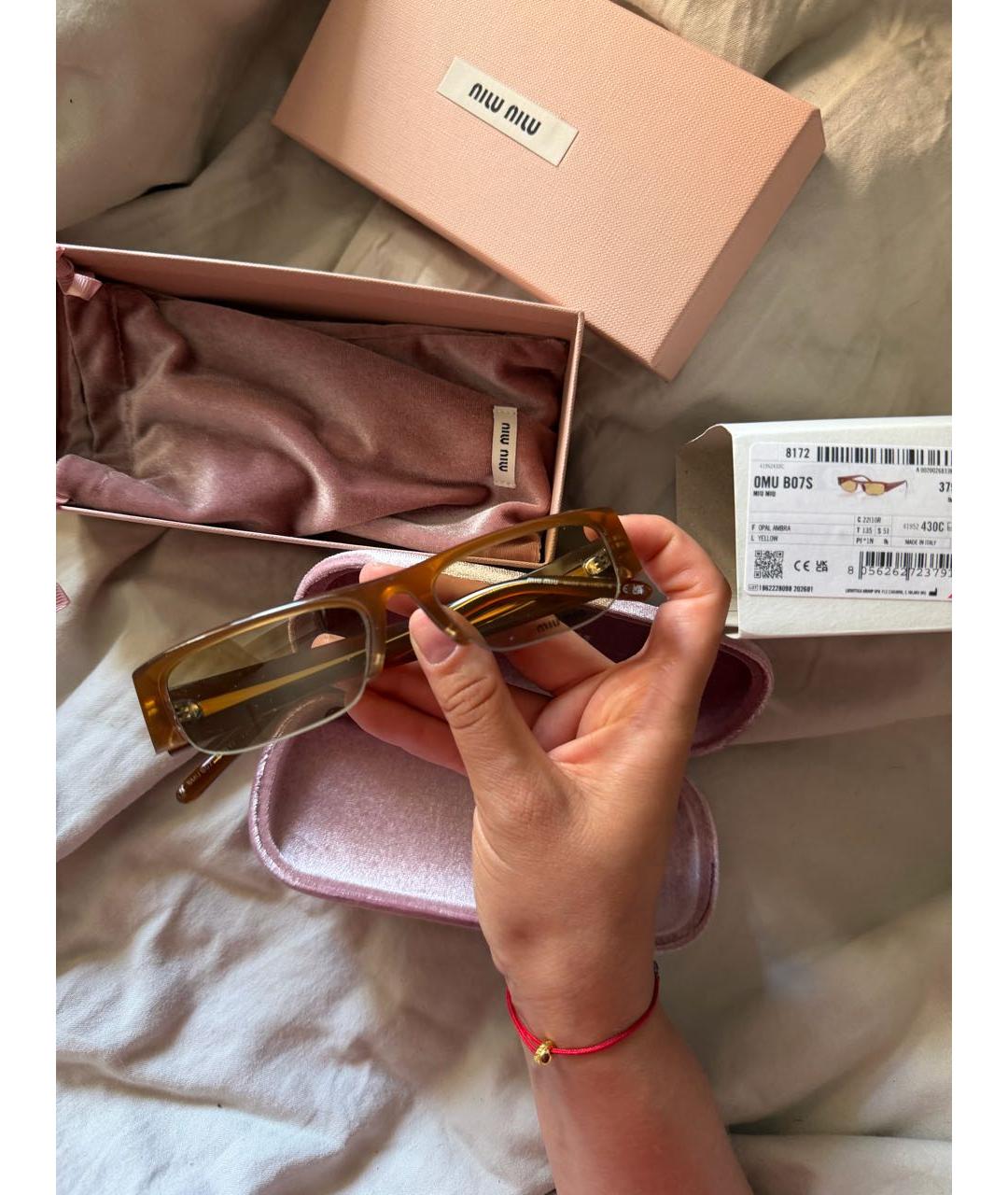 MIU MIU Коричневые пластиковые солнцезащитные очки, фото 5