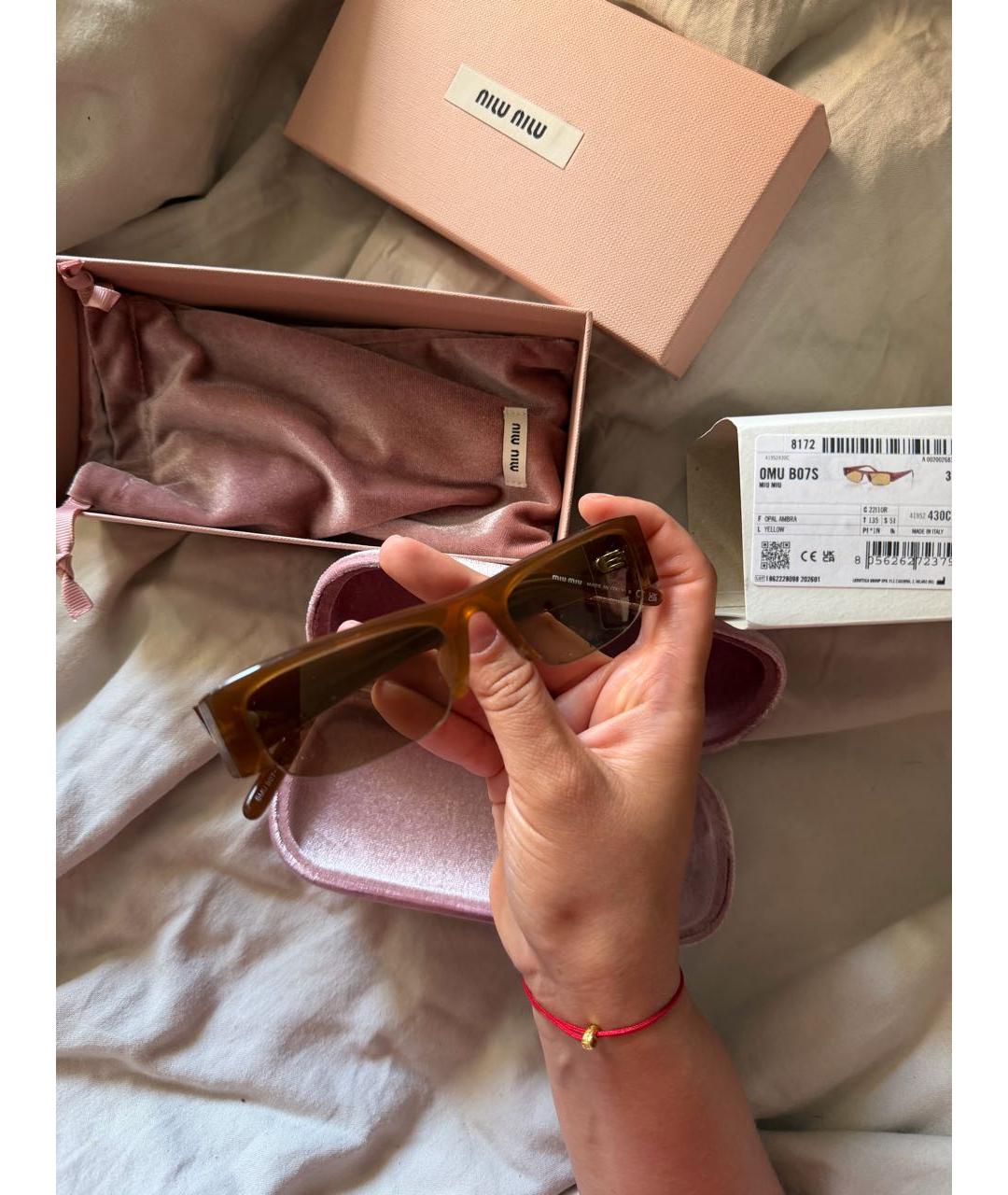 MIU MIU Коричневые пластиковые солнцезащитные очки, фото 2