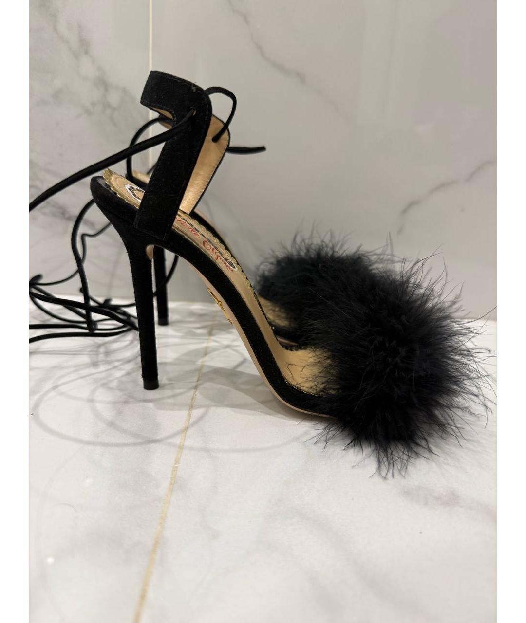 CHARLOTTE OLYMPIA Черные замшевые босоножки, фото 9