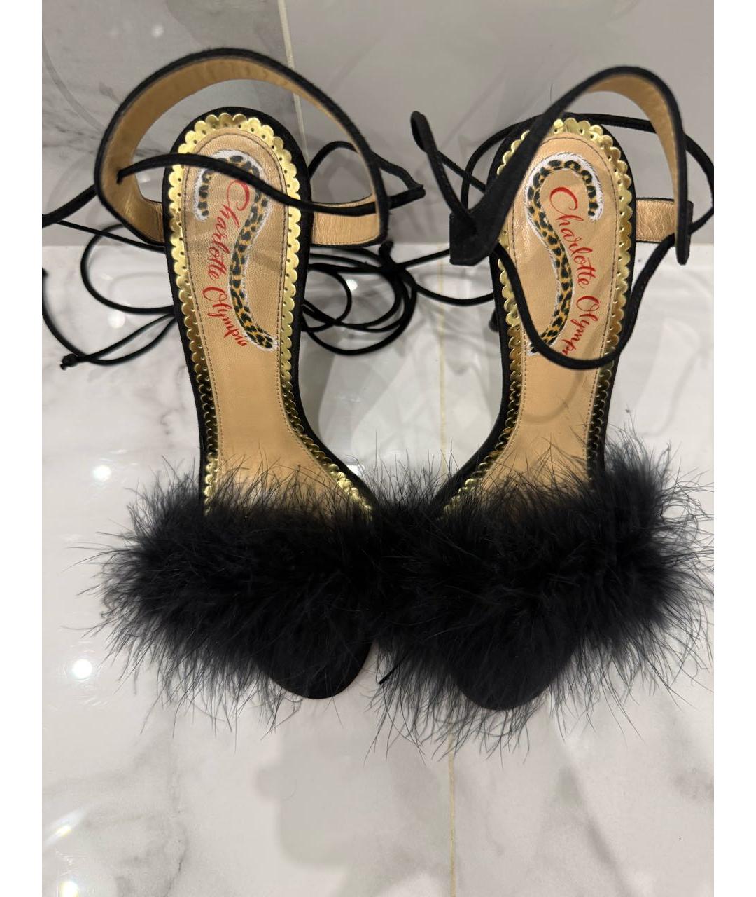 CHARLOTTE OLYMPIA Черные замшевые босоножки, фото 2