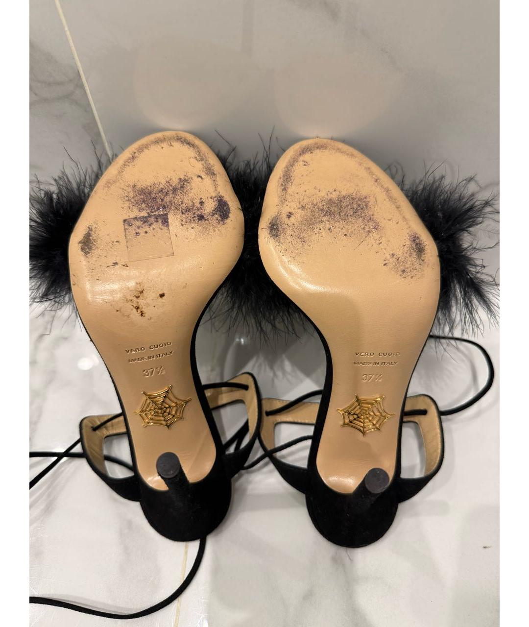 CHARLOTTE OLYMPIA Черные замшевые босоножки, фото 6