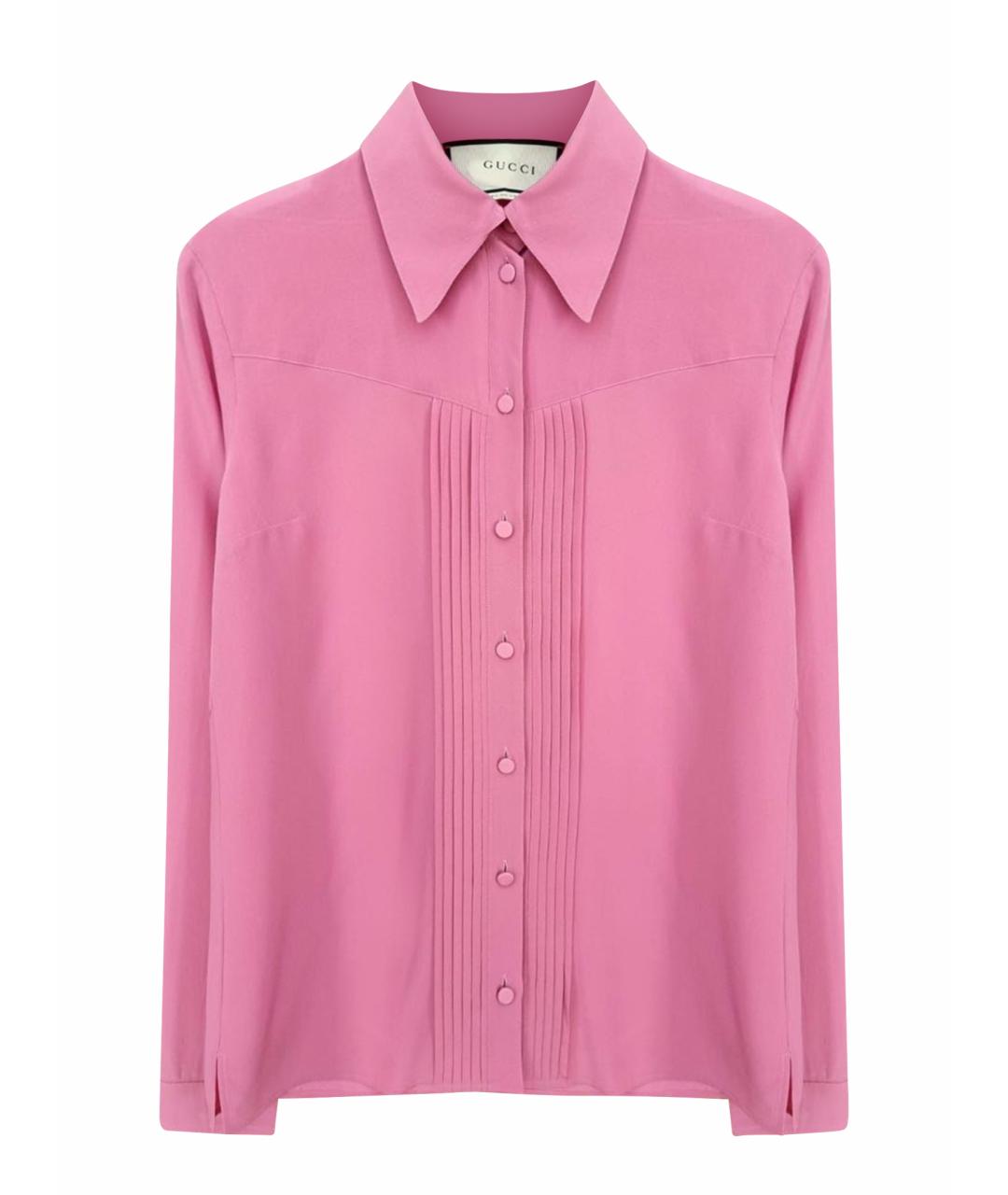 GUCCI Розовая шелковая рубашка, фото 1