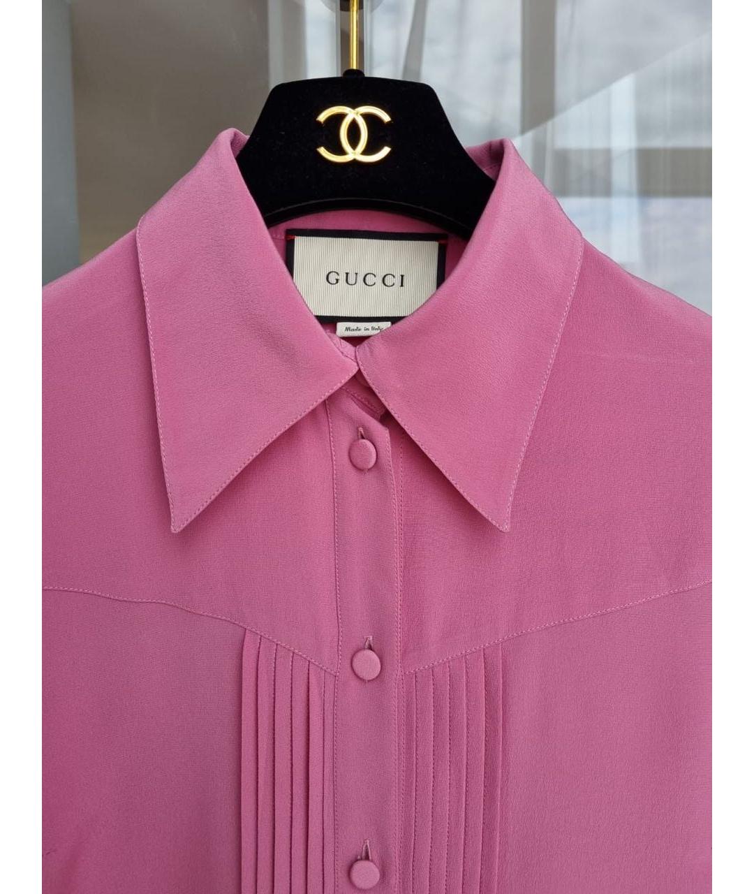 GUCCI Розовая шелковая рубашка, фото 3
