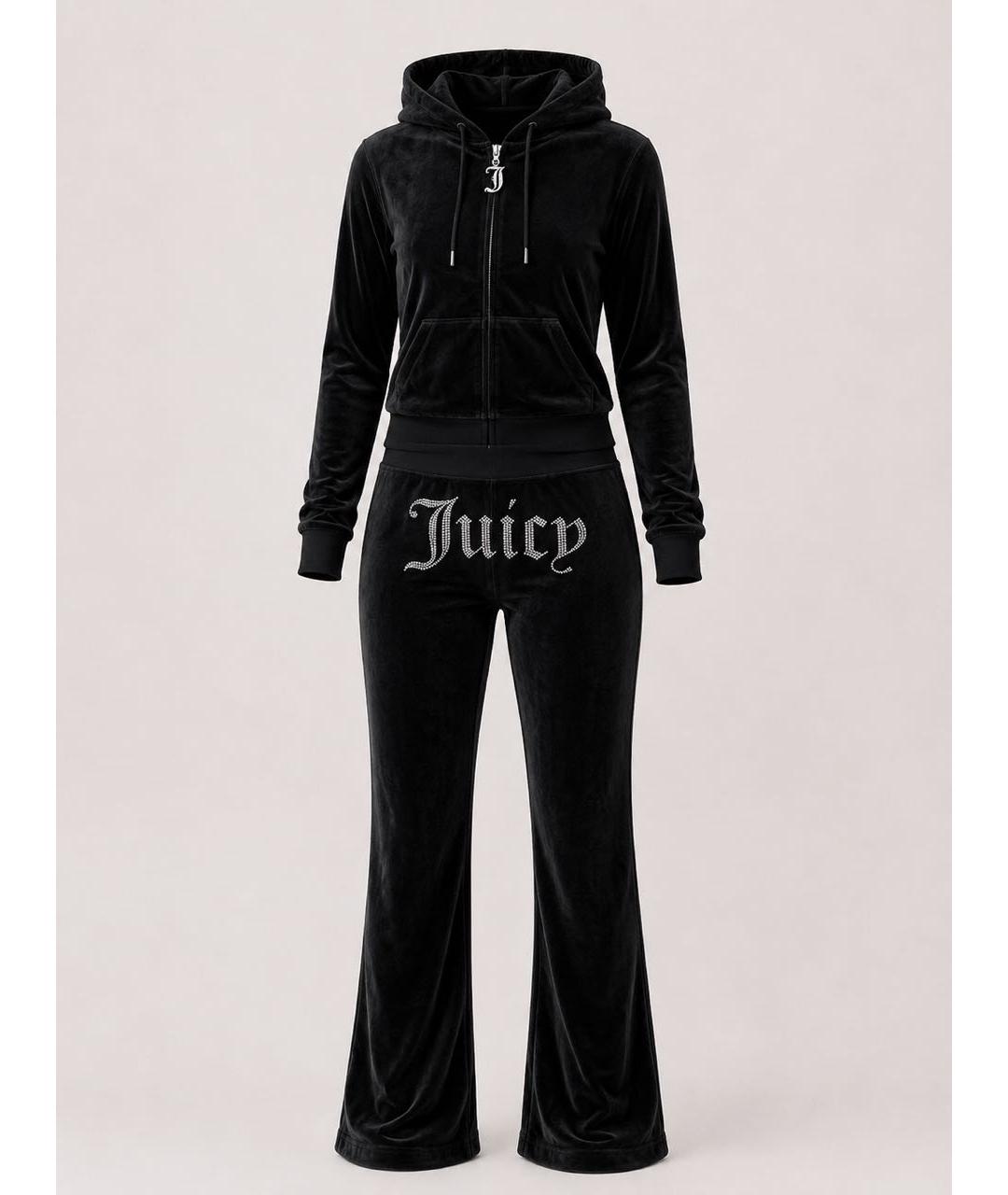JUICY COUTURE Черный велюровый костюм с брюками, фото 9