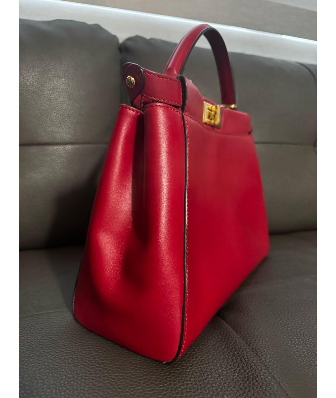 FENDI Красная кожаная сумка с короткими ручками, фото 2