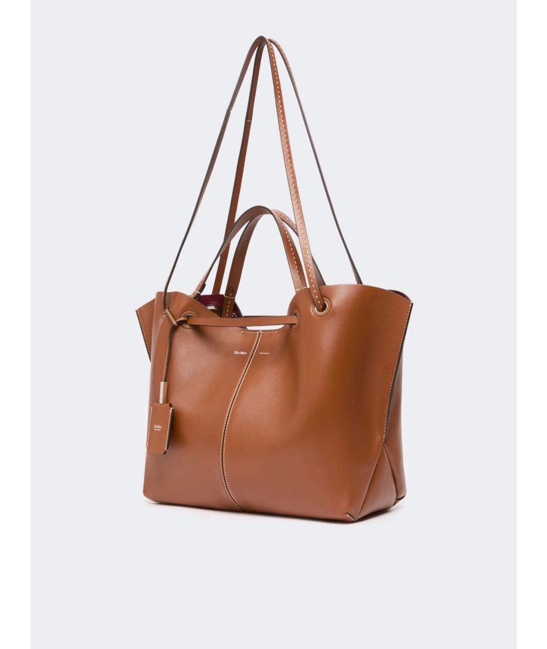 MAX MARA Коричневая кожаная сумка тоут, фото 2