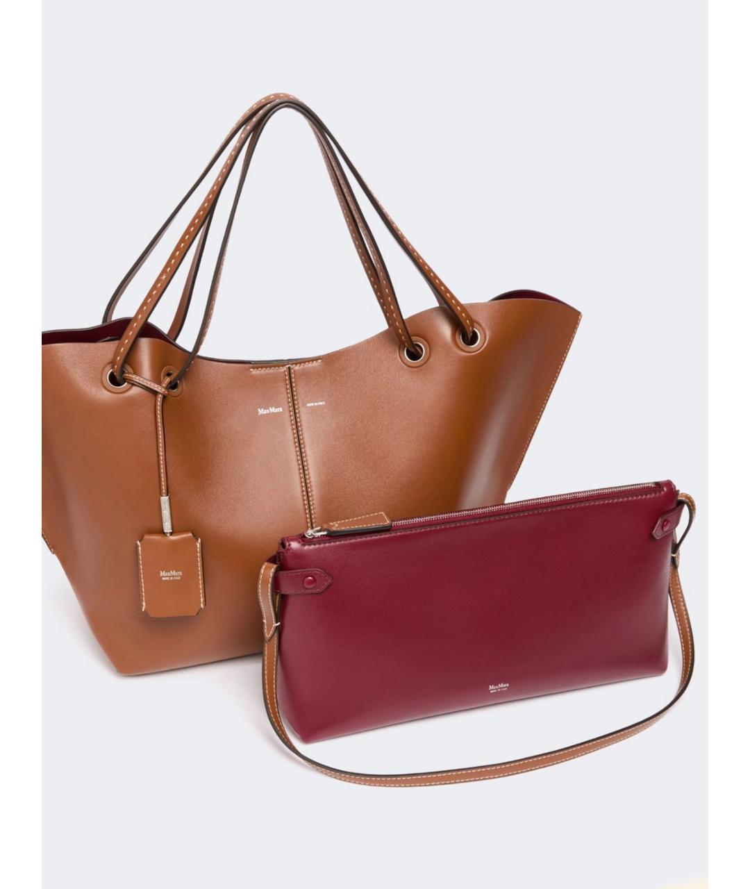 MAX MARA Коричневая кожаная сумка тоут, фото 3