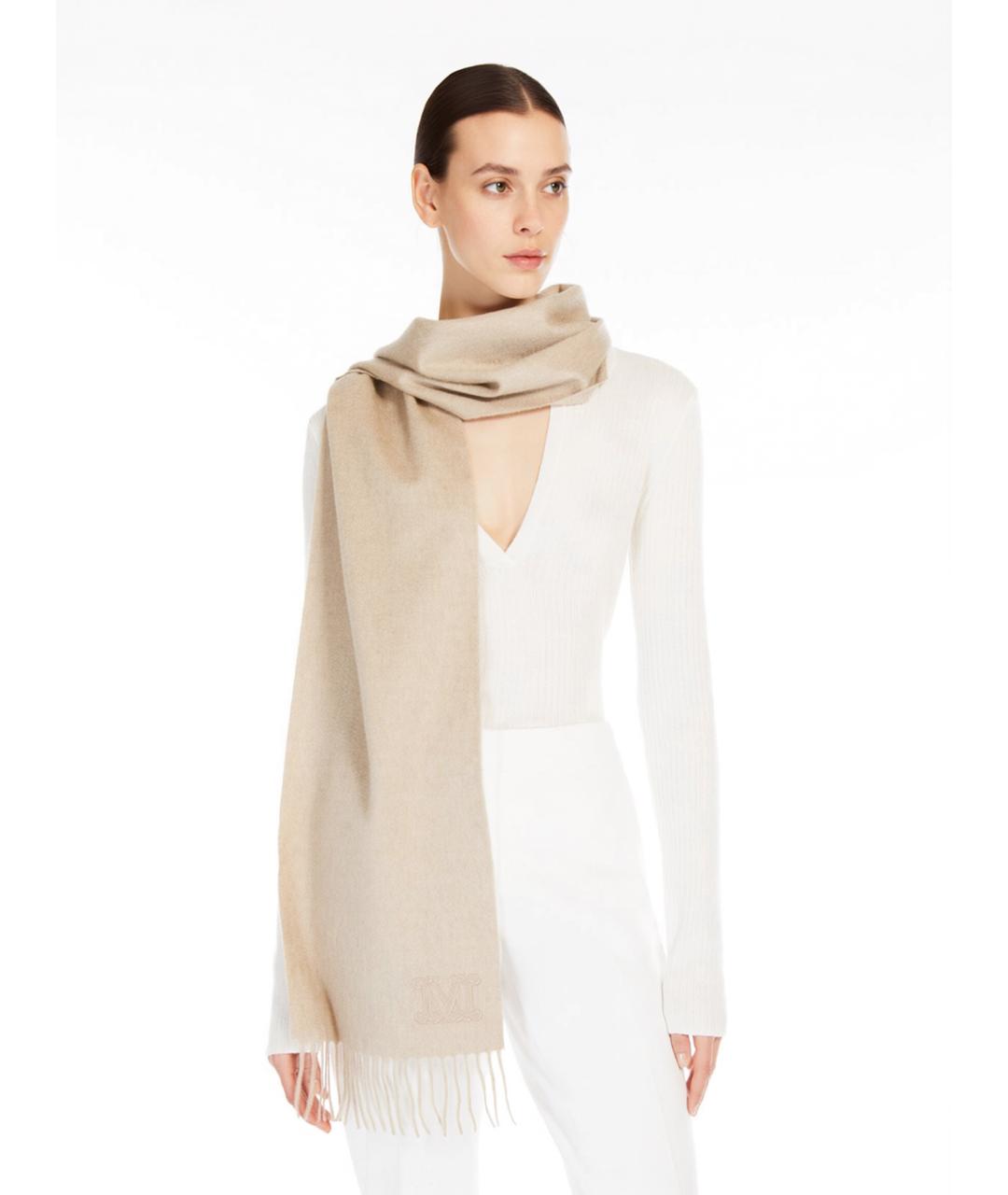 MAX MARA Бежевый кашемировый шарф, фото 2