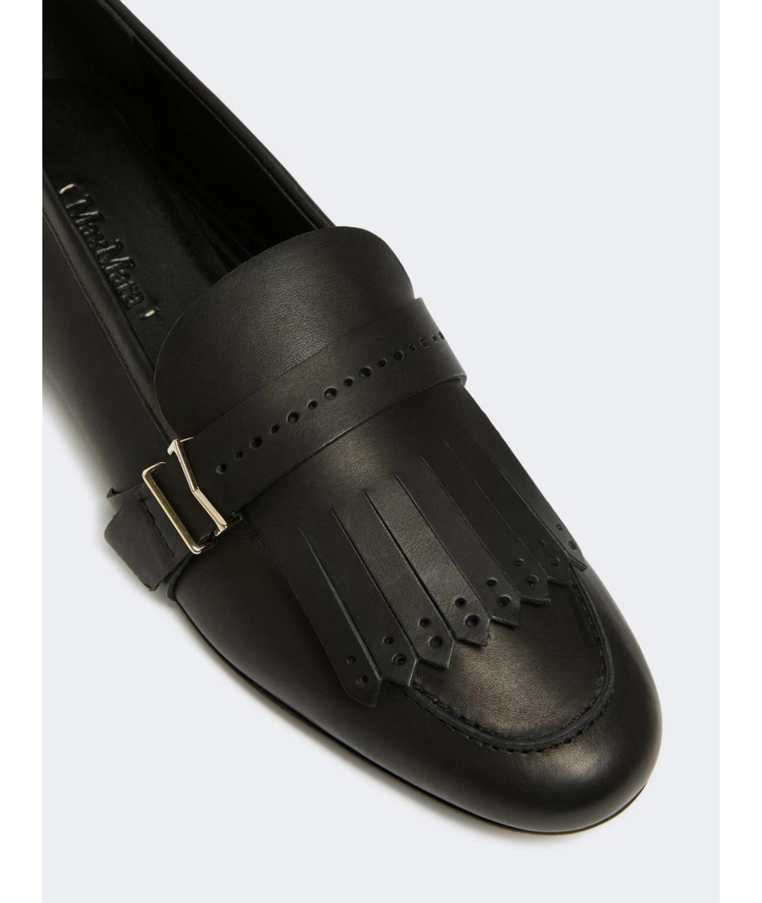 MAX MARA Черные кожаные мокасины, фото 3