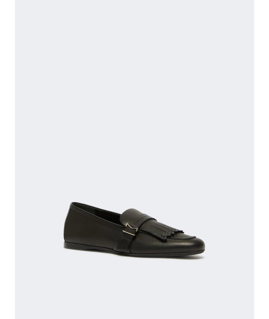 MAX MARA Черные кожаные мокасины, фото 2
