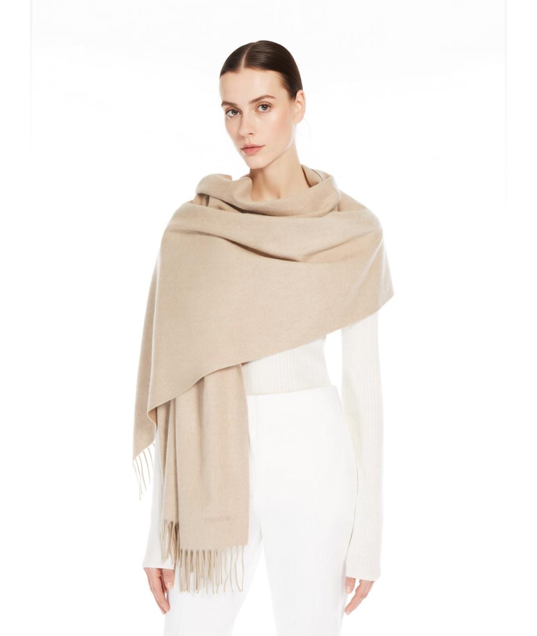 MAX MARA Бежевый кашемировый шарф, фото 2