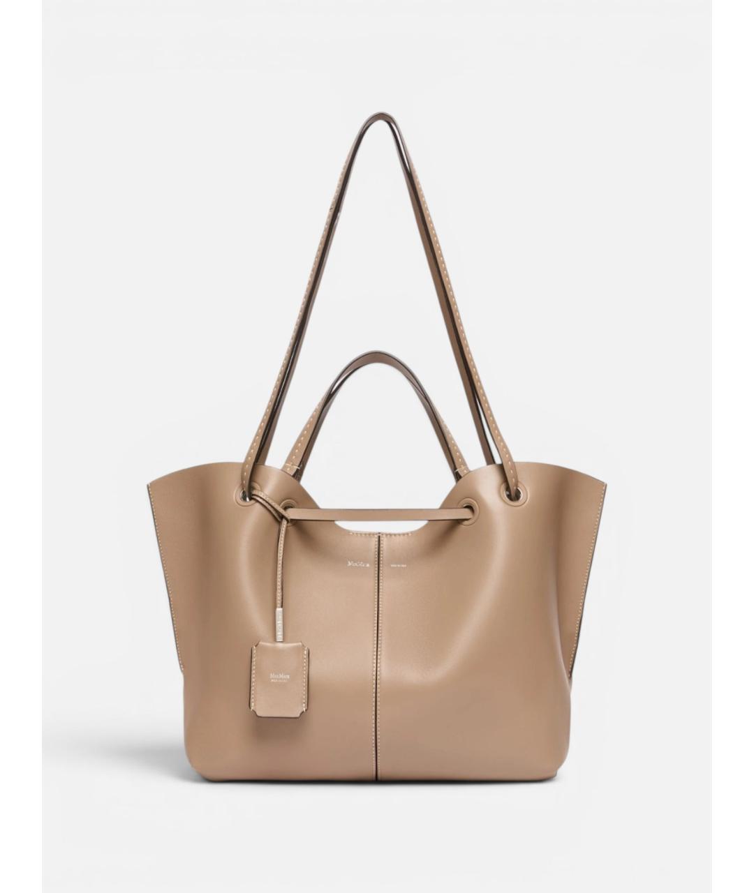 MAX MARA Бежевая кожаная сумка тоут, фото 1