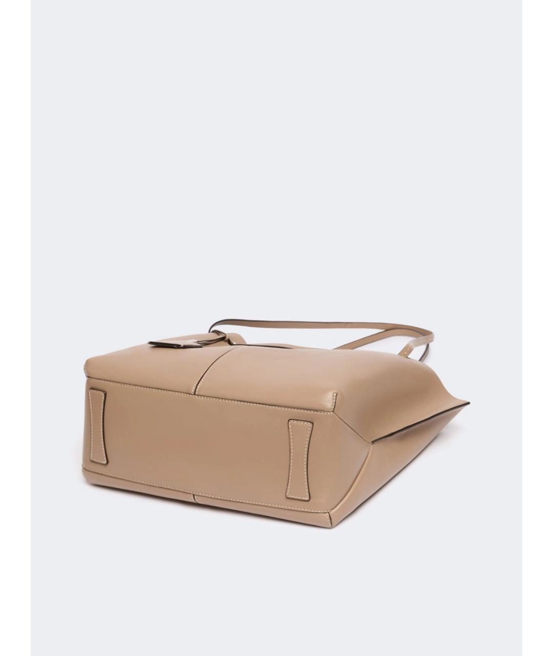 MAX MARA Бежевая кожаная сумка тоут, фото 5