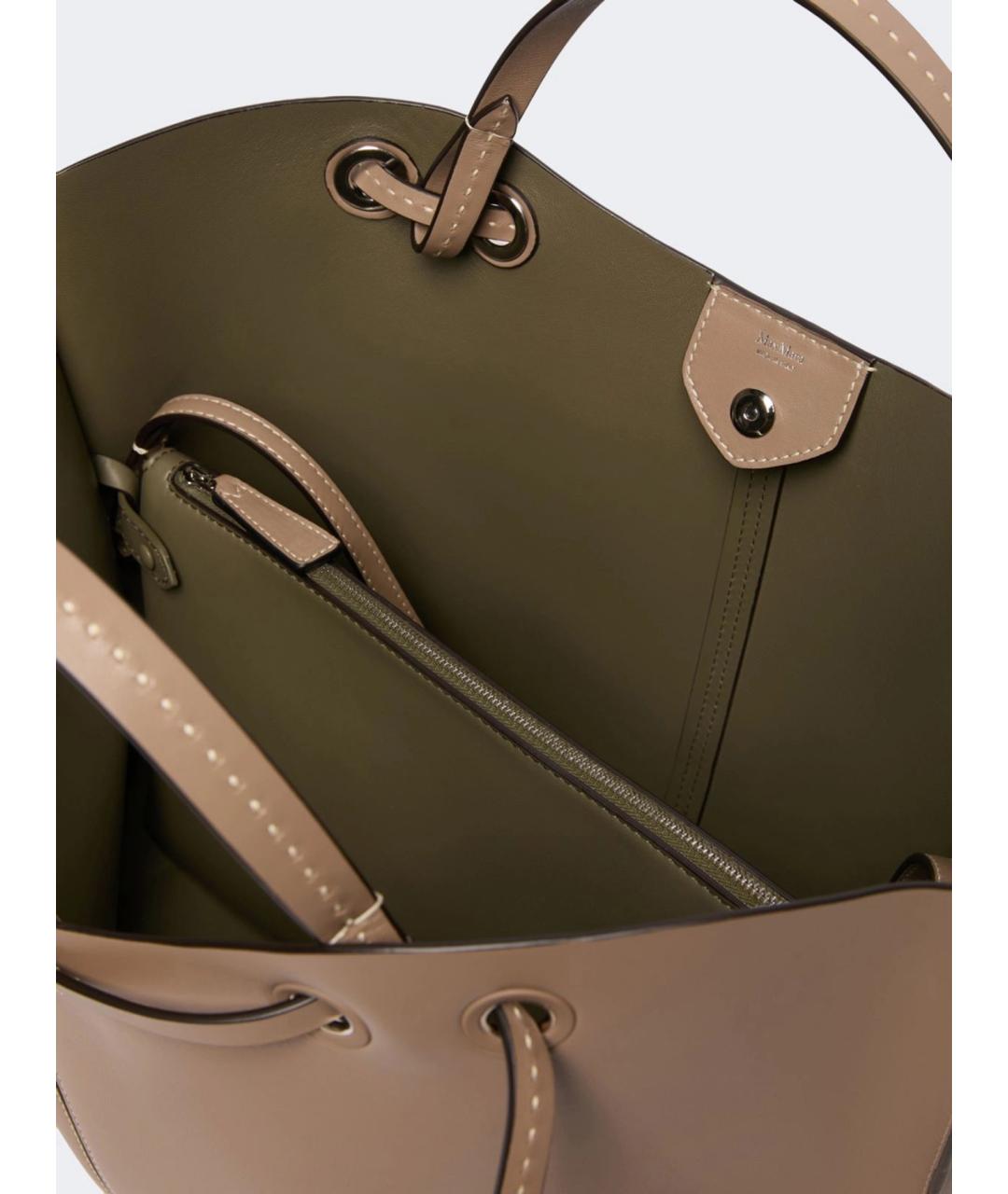 MAX MARA Бежевая кожаная сумка тоут, фото 3