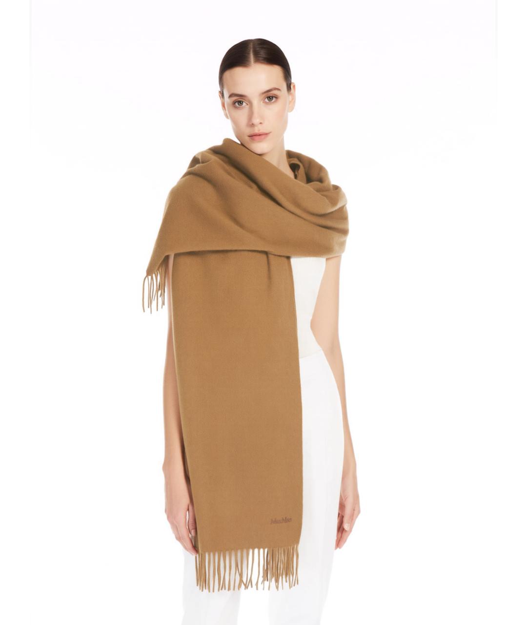 MAX MARA Бежевый кашемировый шарф, фото 2