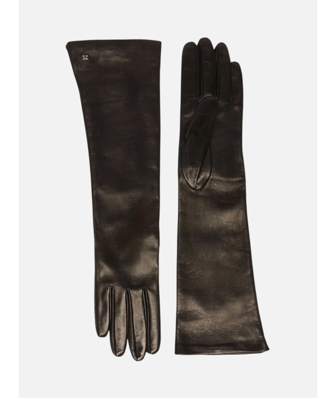 MAX MARA Черные кожаные перчатки, фото 1