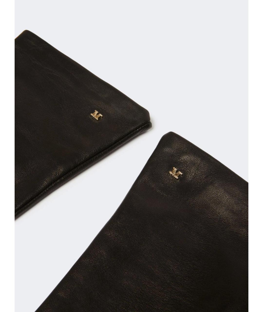 MAX MARA Черные кожаные перчатки, фото 3