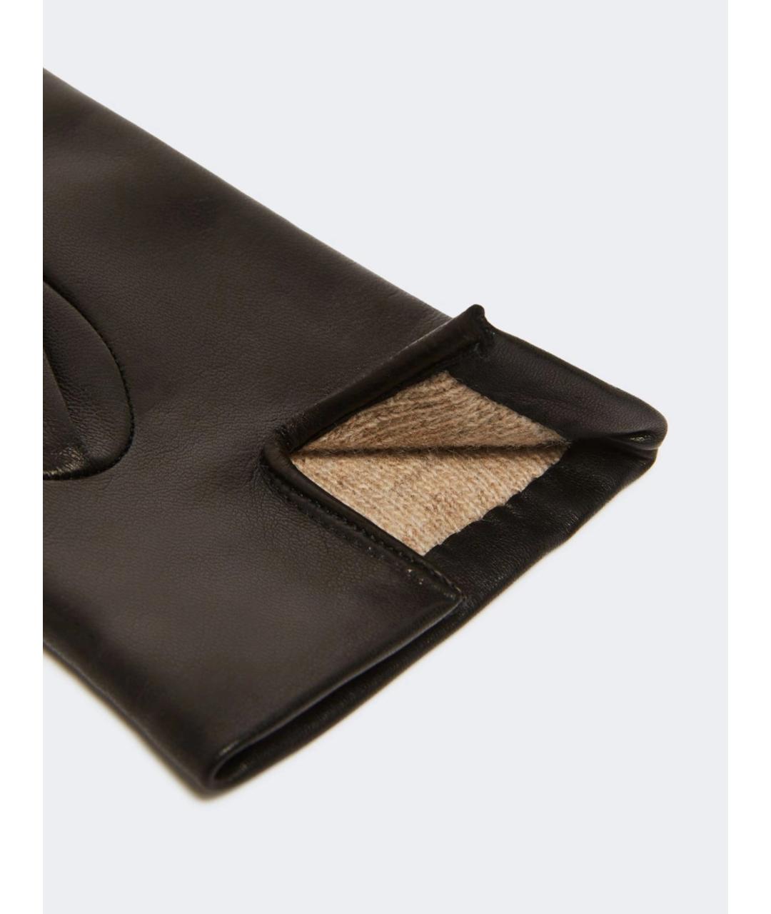MAX MARA Черные кожаные перчатки, фото 4