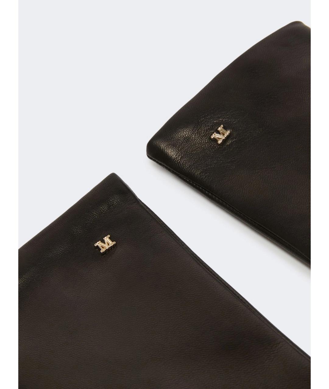 MAX MARA Черные кожаные перчатки, фото 3