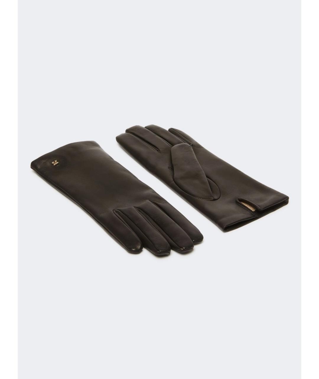 MAX MARA Черные кожаные перчатки, фото 2
