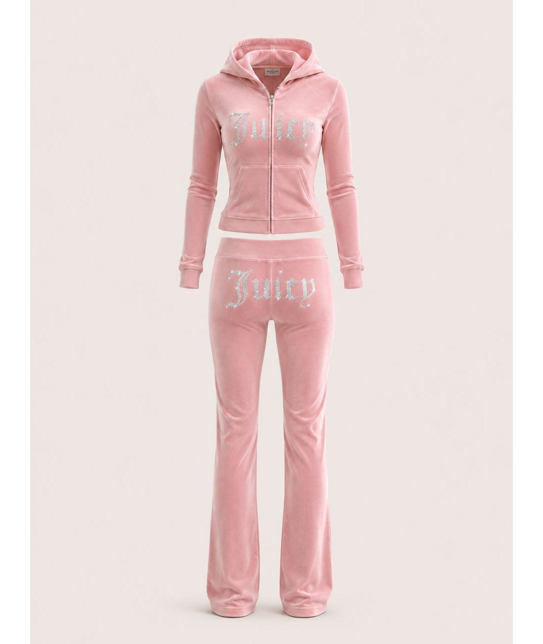 JUICY COUTURE Розовый велюровый костюм с брюками, фото 9