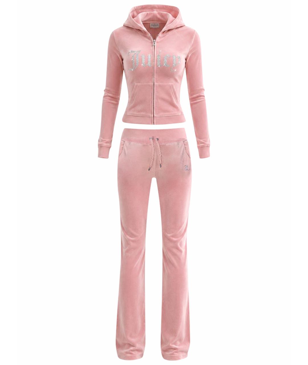 JUICY COUTURE Розовый велюровый костюм с брюками, фото 1