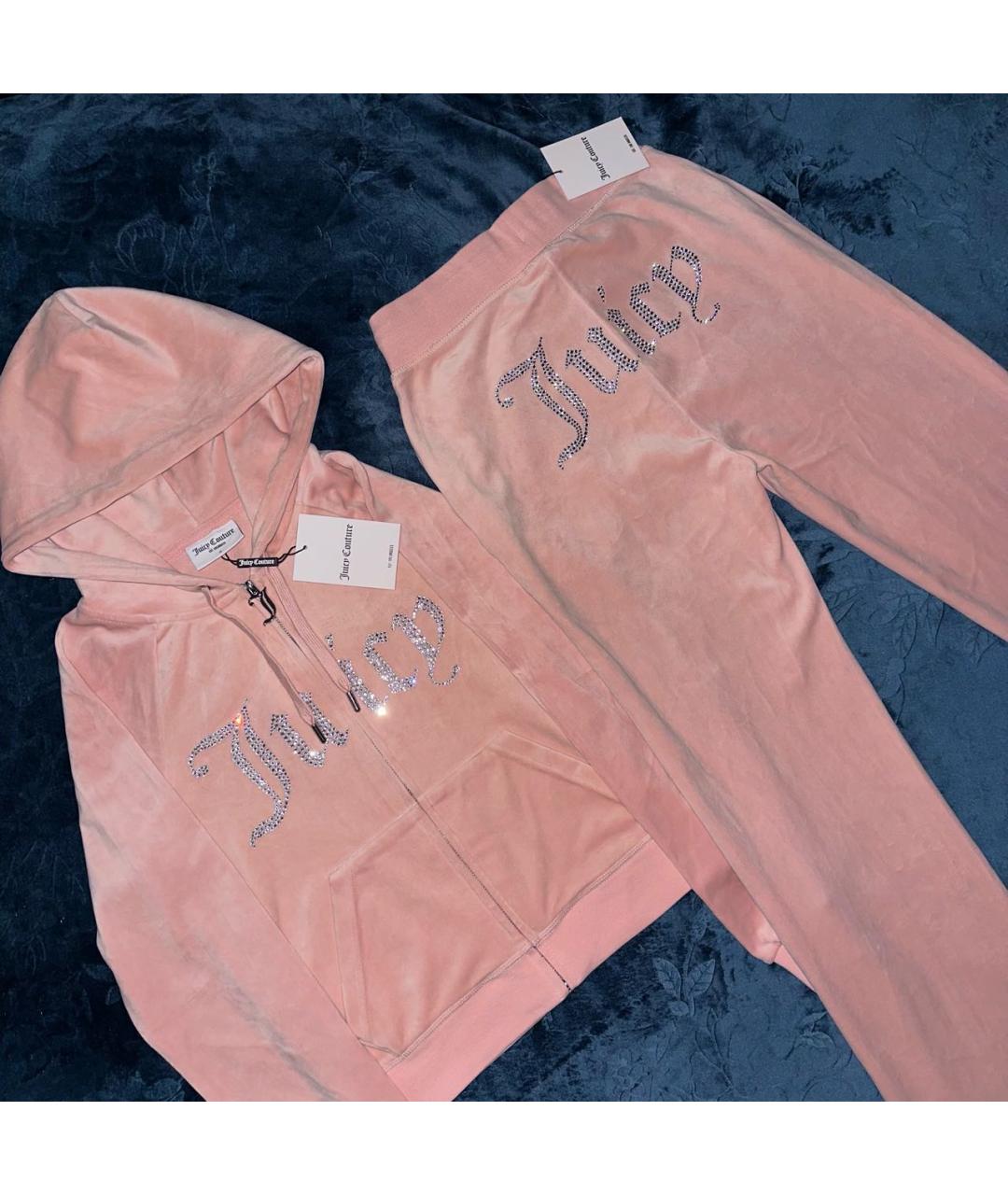 JUICY COUTURE Розовый велюровый костюм с брюками, фото 2