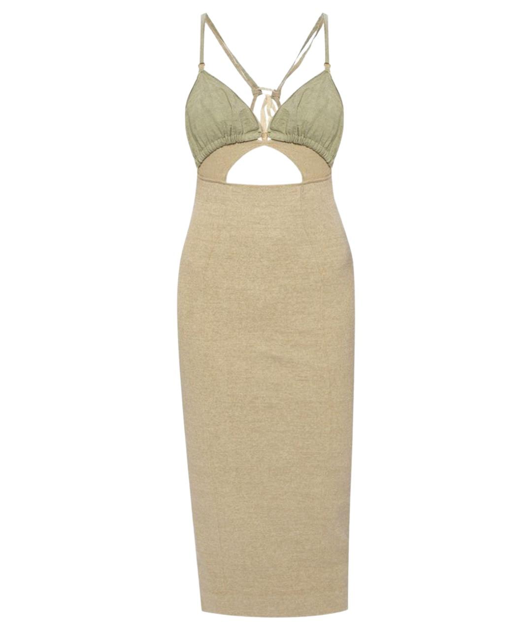 JACQUEMUS Бежевое льняное повседневное платье, фото 1