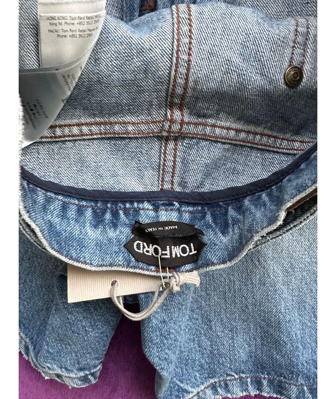 TOM FORD Голубые деним шорты, фото 4
