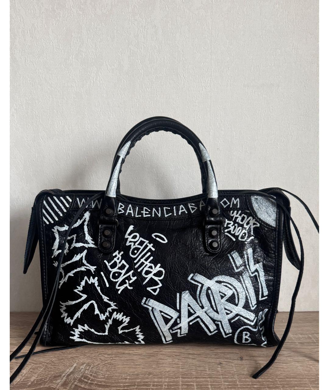 BALENCIAGA Черная кожаная сумка с короткими ручками, фото 2