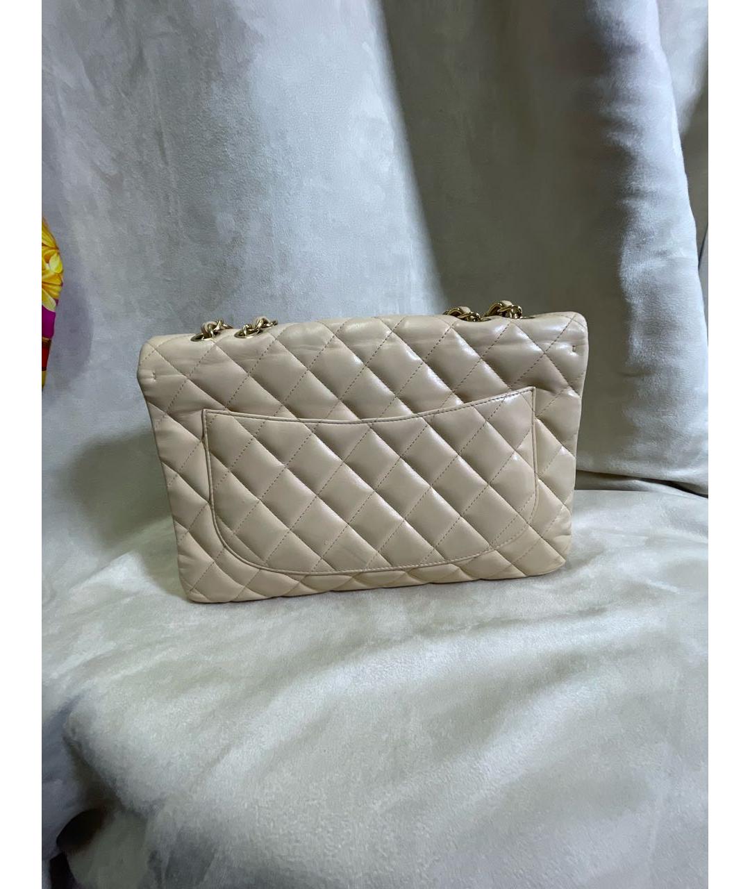 CHANEL Бежевая кожаная сумка через плечо, фото 3