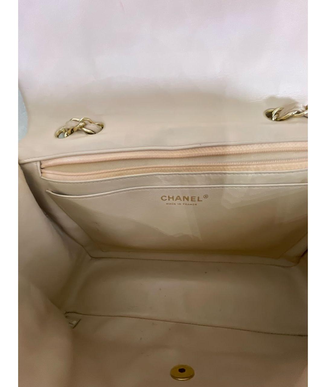CHANEL Бежевая кожаная сумка через плечо, фото 6