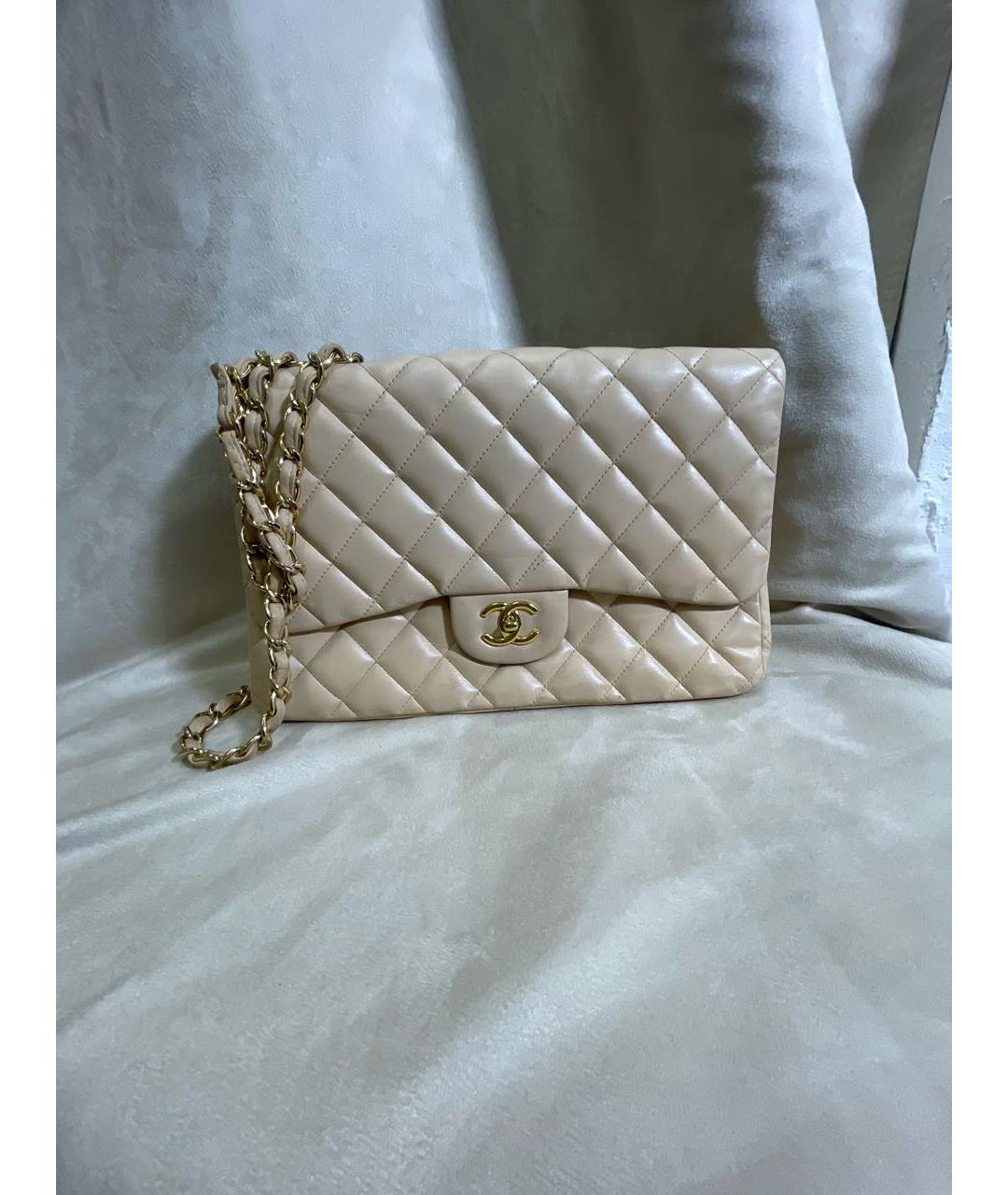 CHANEL Бежевая кожаная сумка через плечо, фото 9