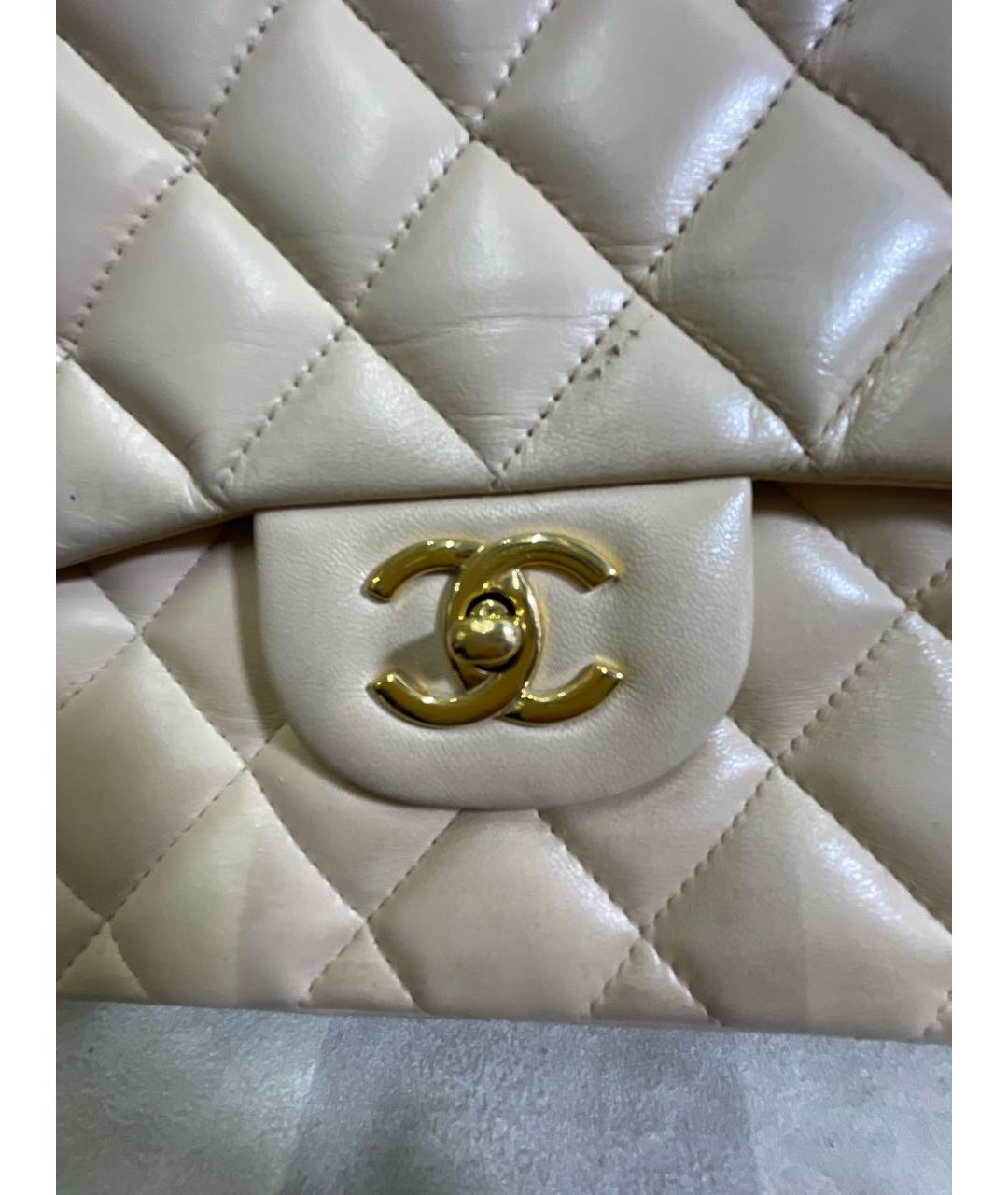 CHANEL Бежевая кожаная сумка через плечо, фото 5