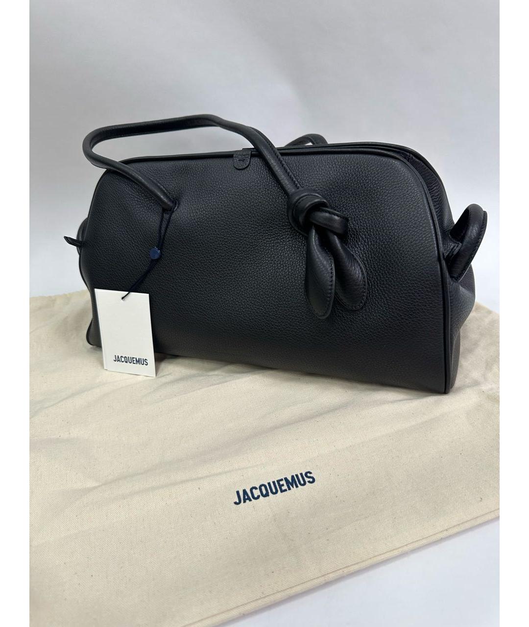 JACQUEMUS Черная кожаная сумка через плечо, фото 5