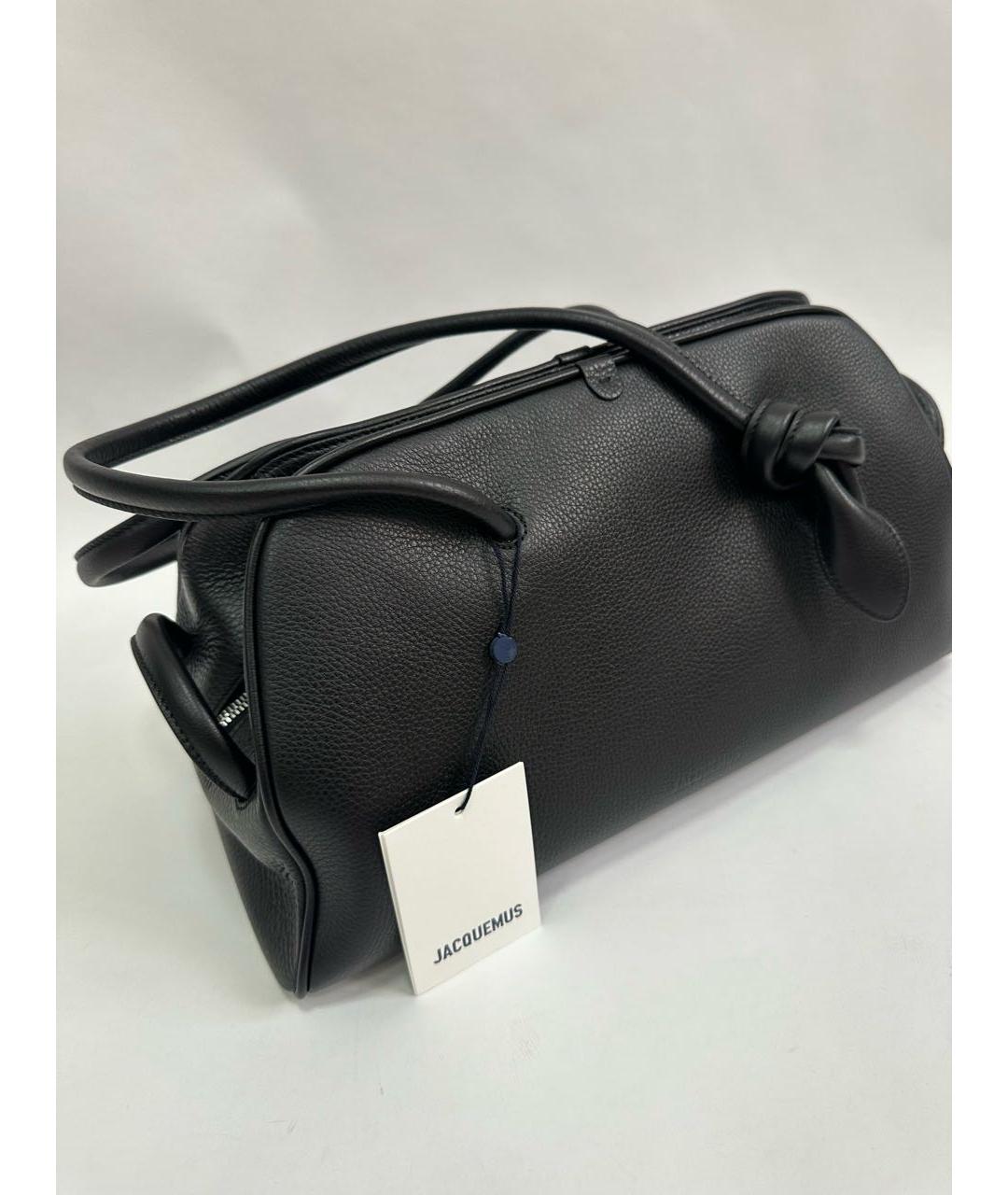 JACQUEMUS Черная кожаная сумка через плечо, фото 2