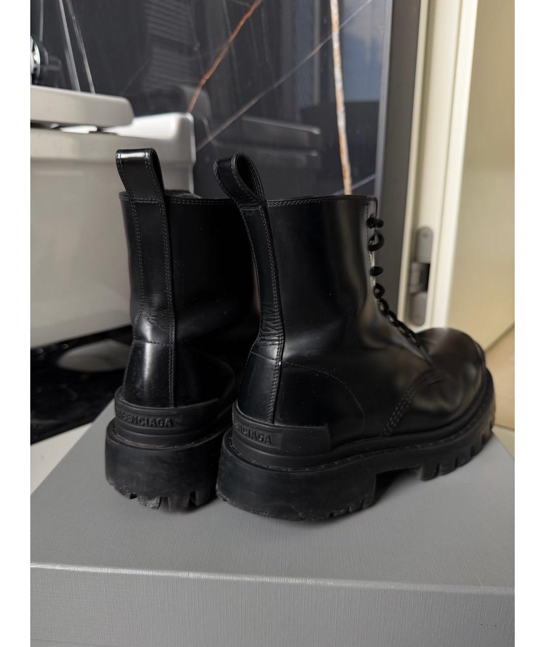BALENCIAGA Черные кожаные ботинки, фото 4