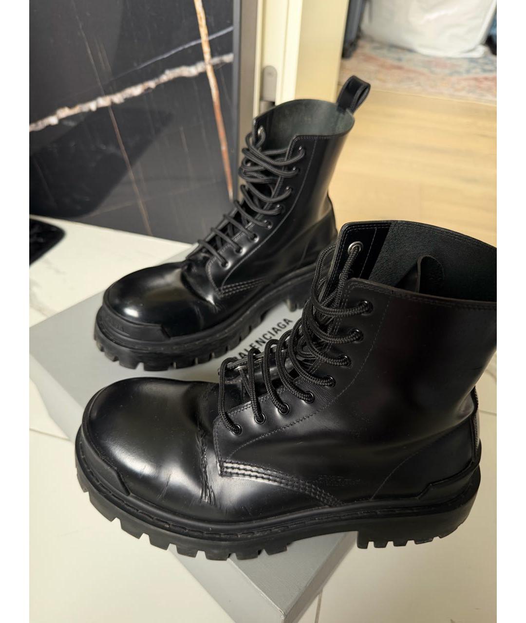 BALENCIAGA Черные кожаные ботинки, фото 3