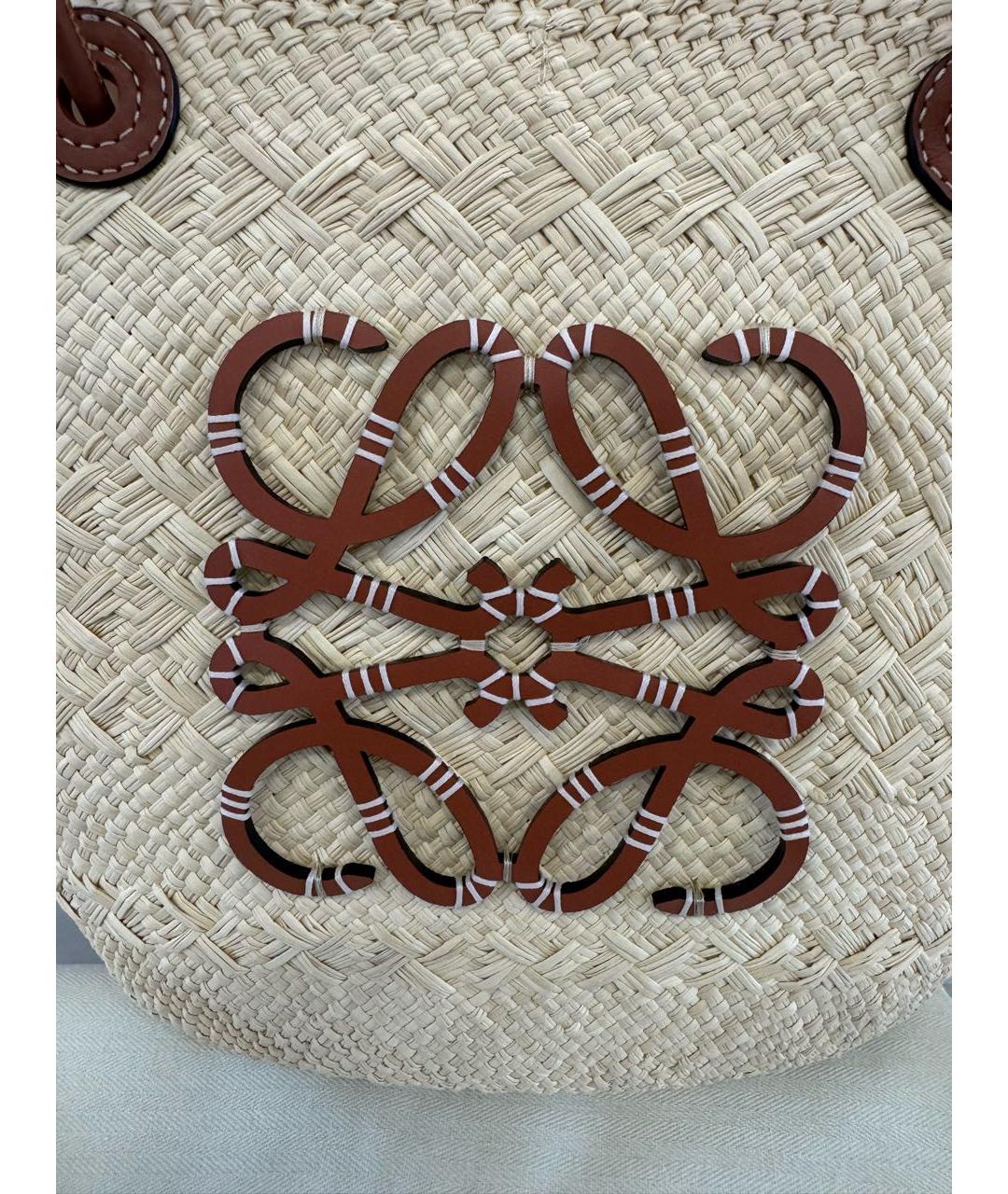 LOEWE Бежевая плетеная пляжная сумка, фото 4