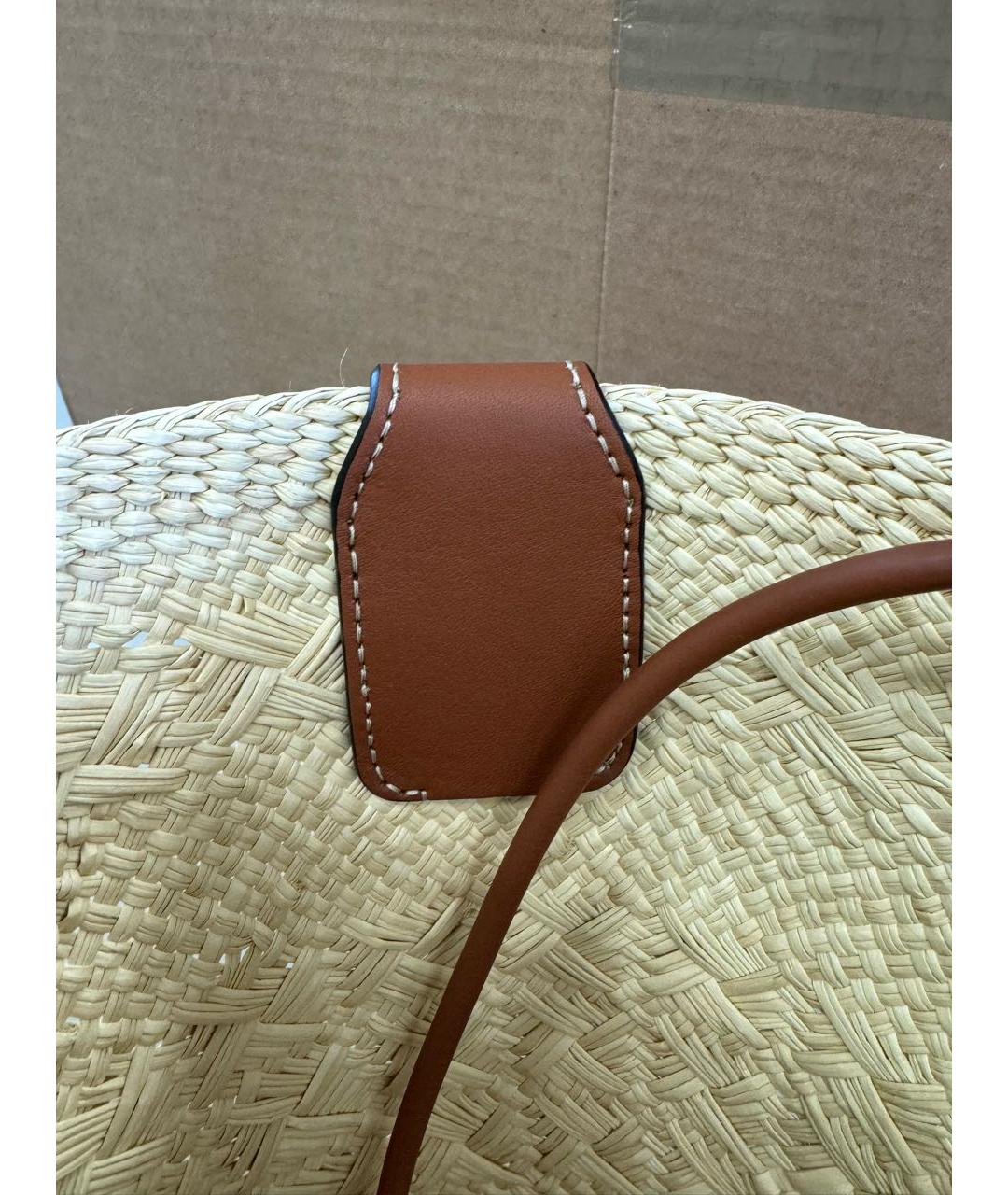 LOEWE Бежевая плетеная пляжная сумка, фото 5