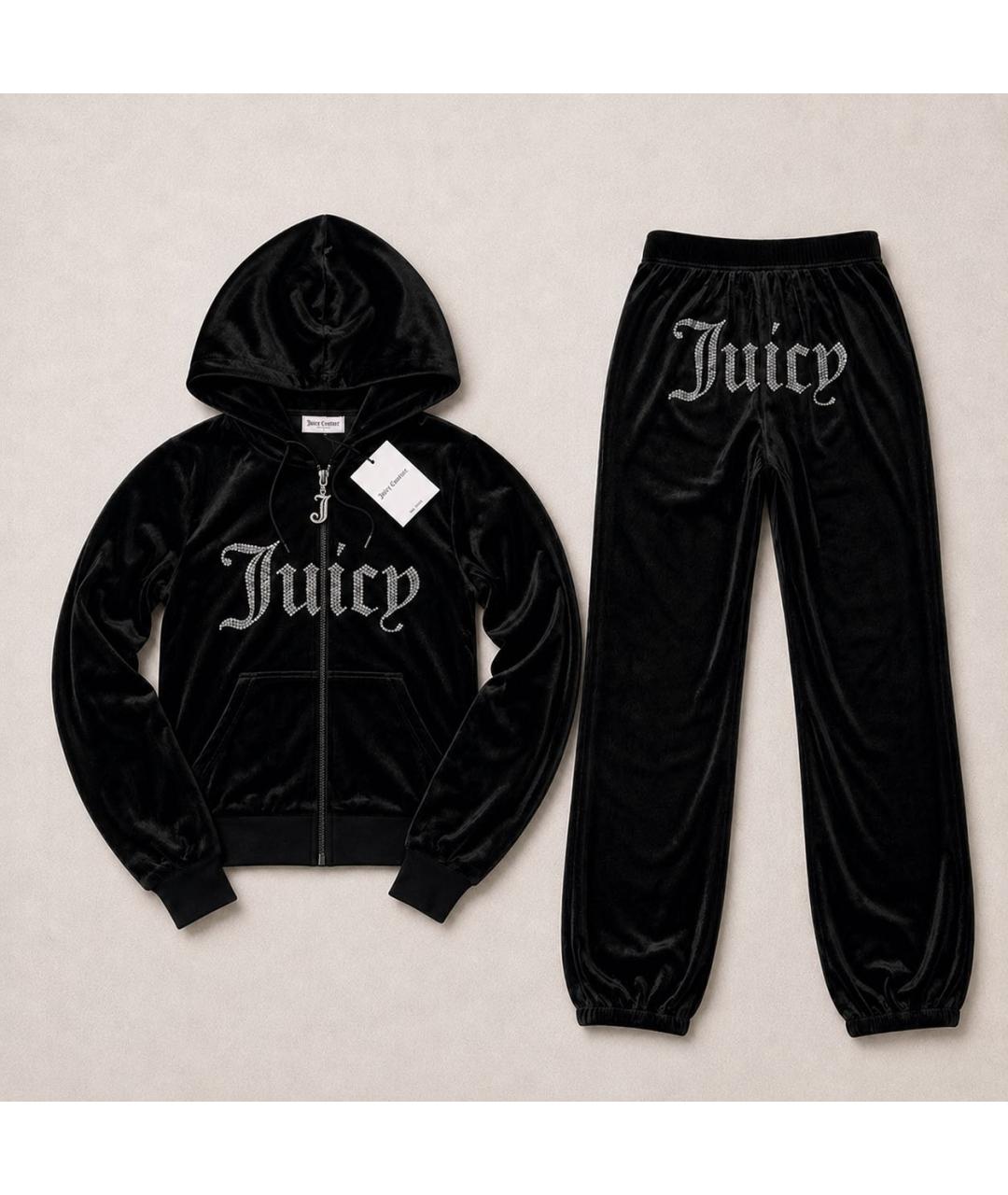 JUICY COUTURE Черный велюровый костюм с брюками, фото 9