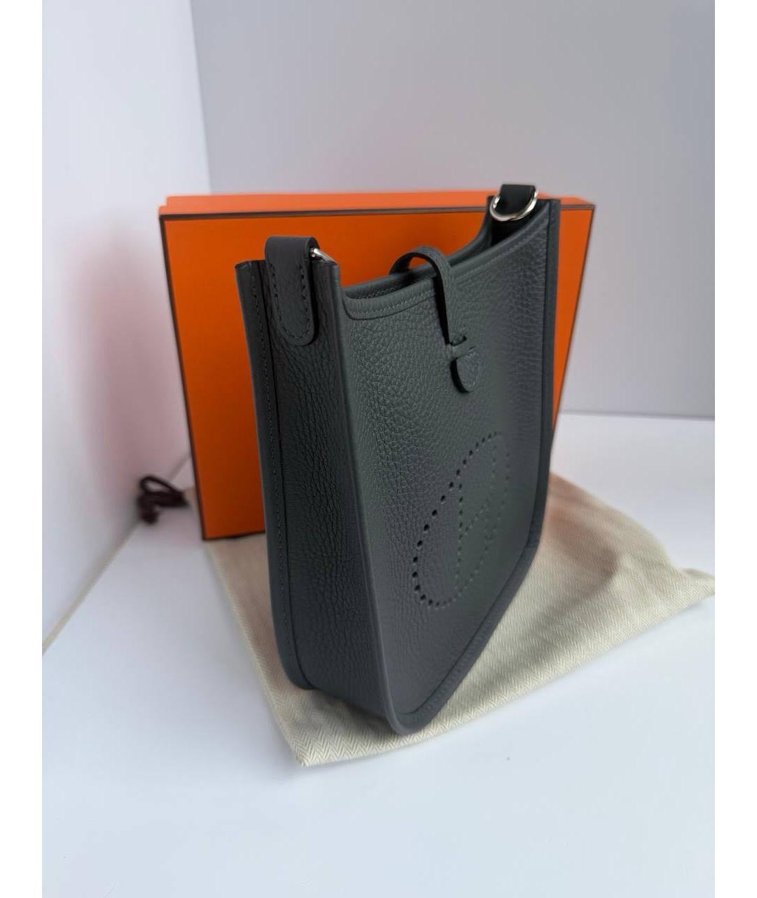 HERMES Антрацитовая кожаная сумка через плечо, фото 2