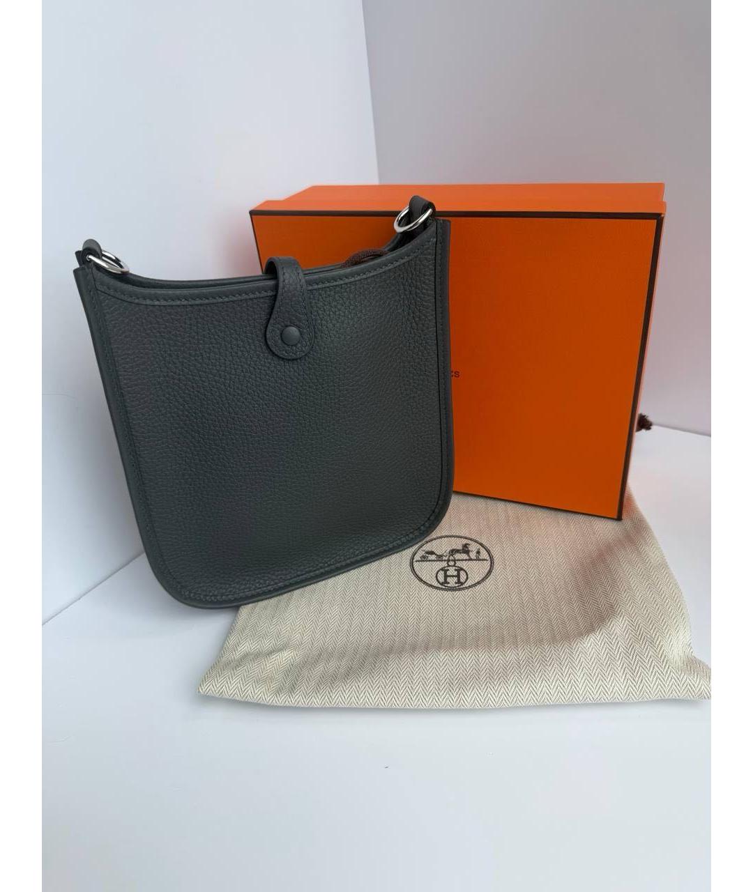 HERMES Антрацитовая кожаная сумка через плечо, фото 3