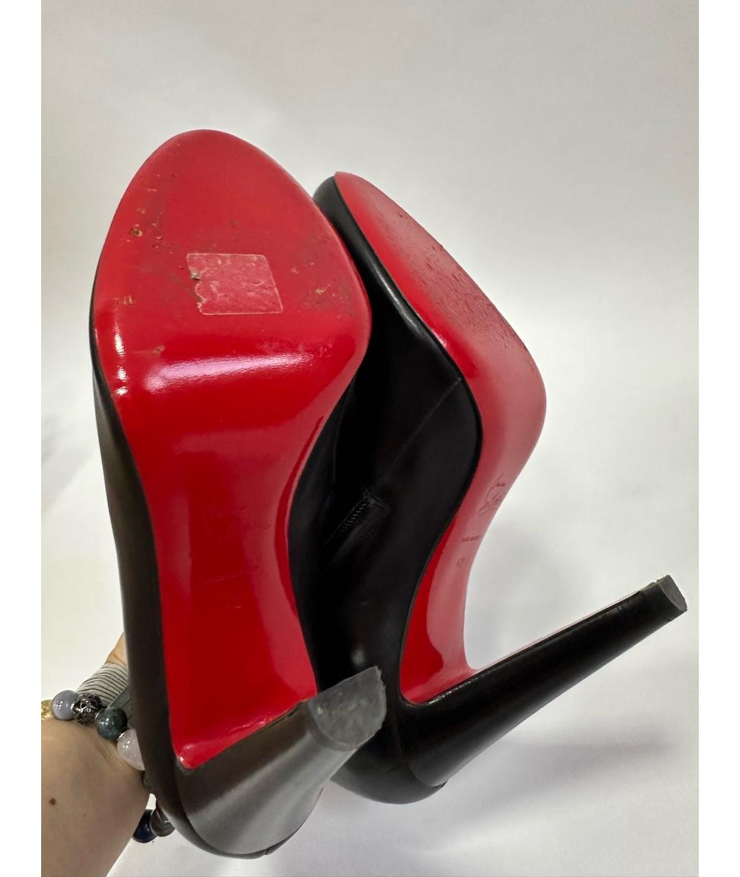 CHRISTIAN LOUBOUTIN Черные кожаные ботильоны, фото 5