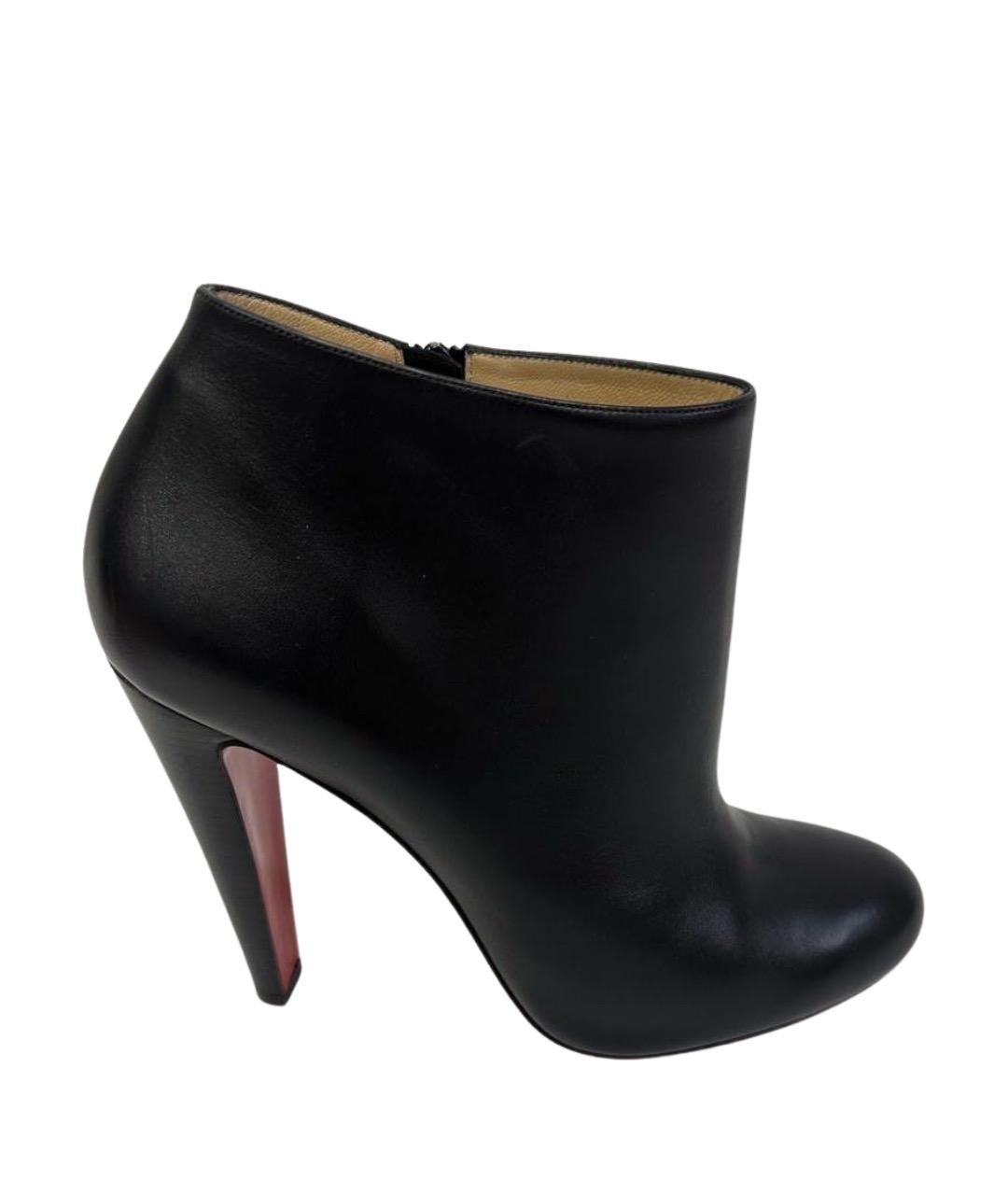 CHRISTIAN LOUBOUTIN Черные кожаные ботильоны, фото 1