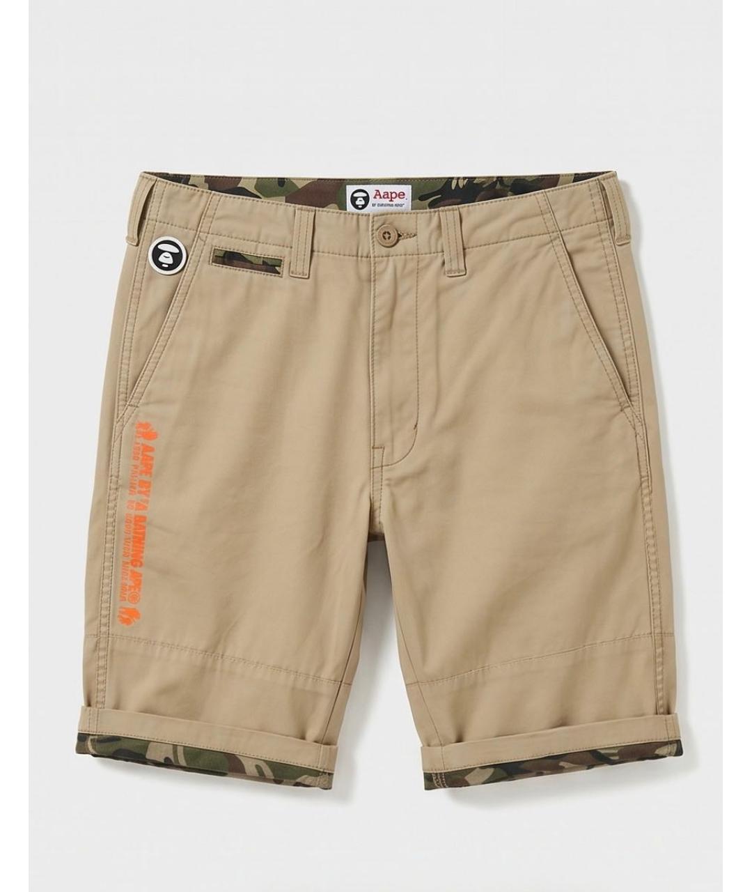 BAPE Бежевые хлопковые шорты, фото 9