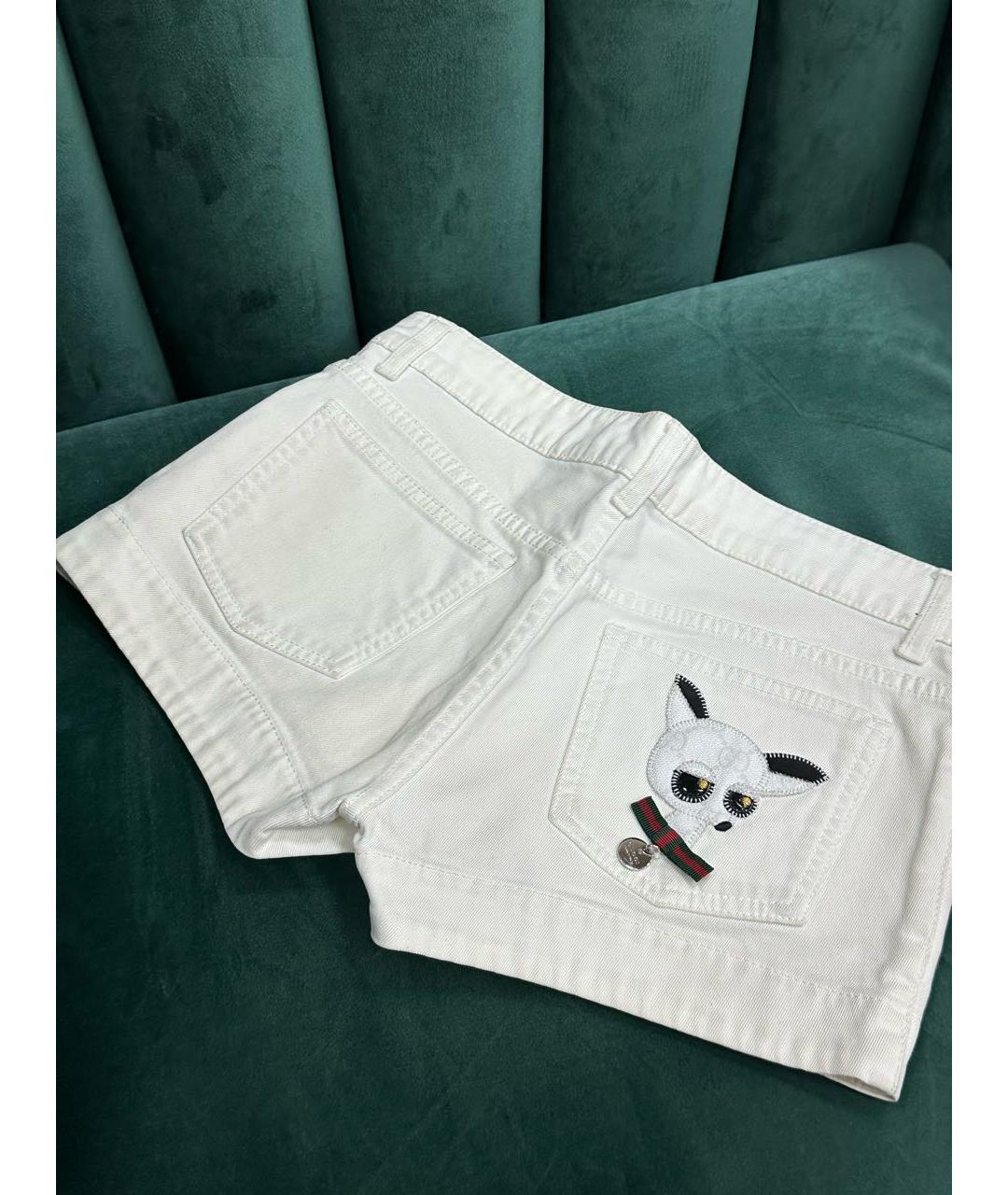 GUCCI Белые хлопковые шорты, фото 4