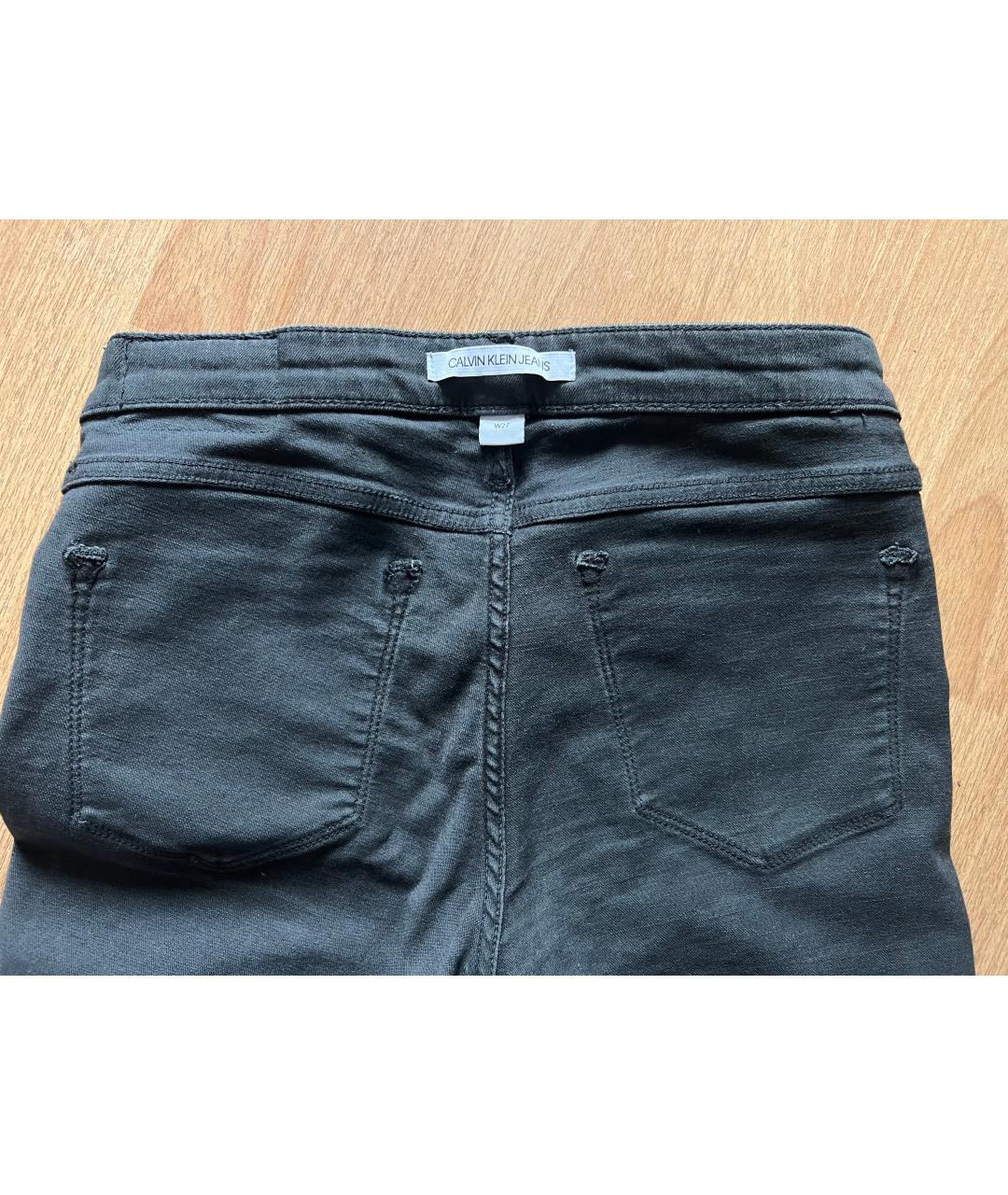 CALVIN KLEIN Черные хлопко-эластановые джинсы слим, фото 3
