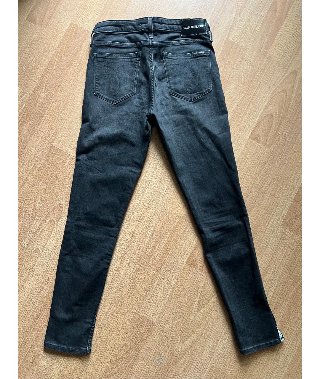 CALVIN KLEIN Черные хлопко-эластановые джинсы слим, фото 2